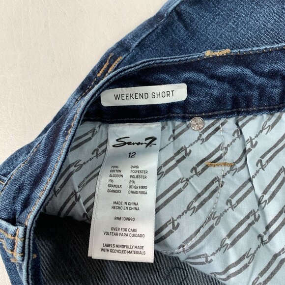 Seven7 Women's Shorts 12 Weekend Short Cuffed Stretch Denim Shorts Size 12 Blue - Picture 3 of 7
